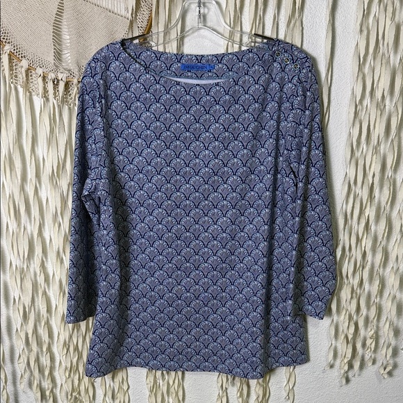 J. McLaughlin Wavesong Catalina Cloth Button Shoulder Boatneck Quarter Sleeve XL - Picture 2 of 14